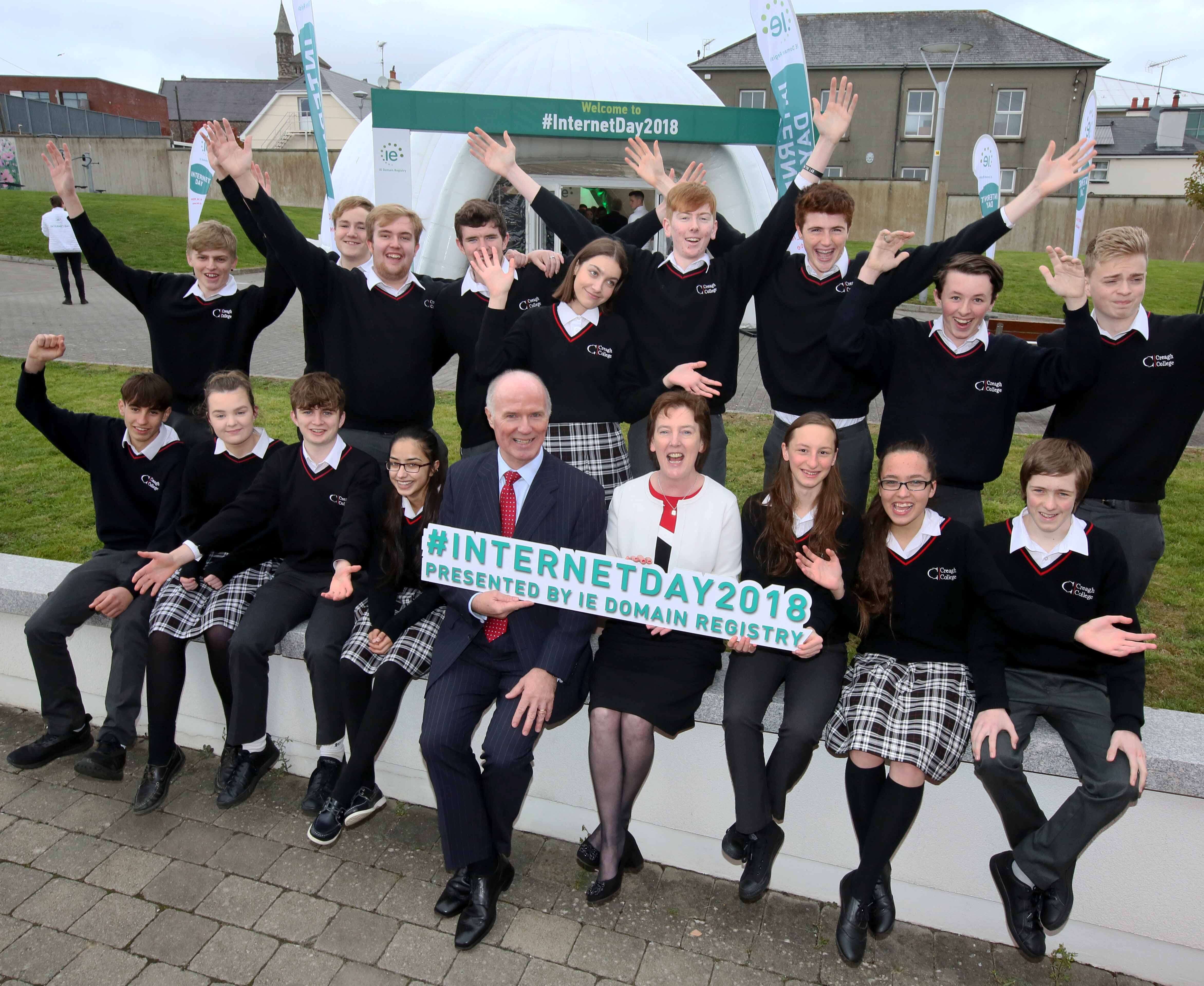 School students from Creagh College enjoy the Internet Day celebrations with our CEO David Curtin and Customer Operations Manager, Oonagh McCutcheon.