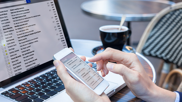 Email on mobile and laptop